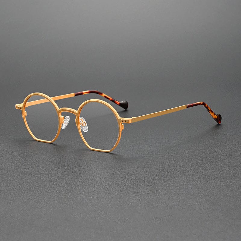 Harsh Retro Titanium Eyeglasses Frame Geometric Frames Southood Brown Yellow