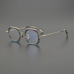 Haru Vintage Square Glasses Frame Rectangle Frames Southood Stripe Gold