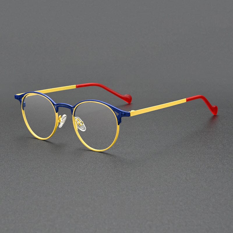 Hector Retro Titanium Eyeglasses Frame Round Frames Southood Yellow Blue