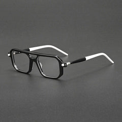 Hong Retro Acetate Optical Glasses Frame Aviator Frames Southood Black white