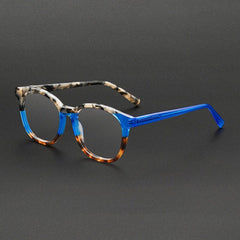 Hood Vintage Acetate Glasses Frame Oval Frames Southood Blue Leopard