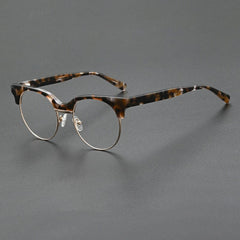 Huerta Acetate Alloy Glasses Frame Oval Frames Southood Tea Leopard