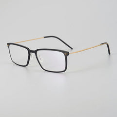 Ismail Ultra light Titanium Geometric Glasses Frame Rectangle Frames Southood Black gold