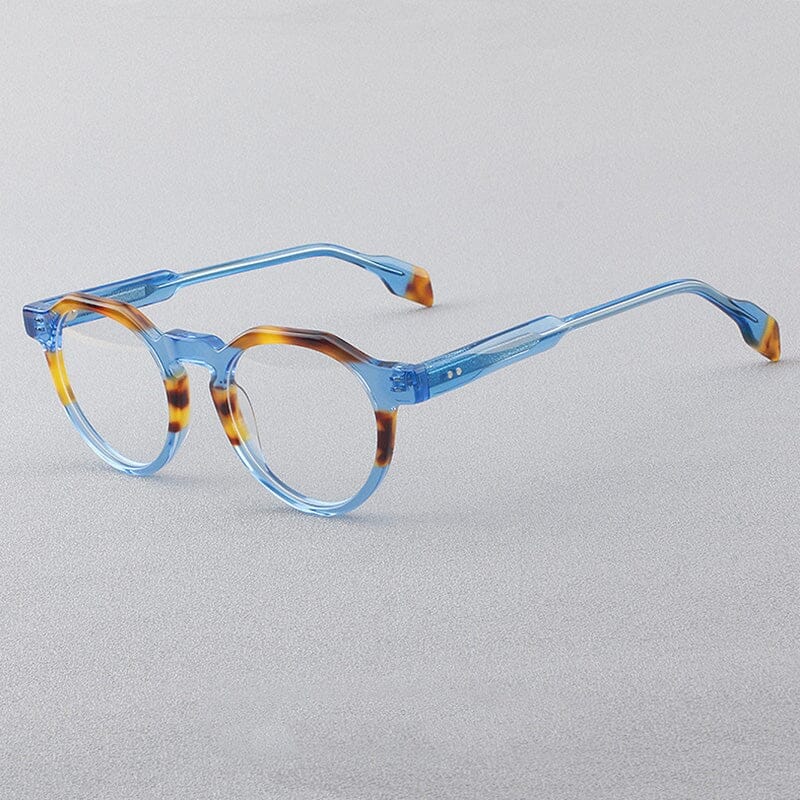 Janus Retro Acetate Glasses Frame Round Frames Southood Blue leopard