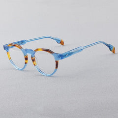 Janus Retro Acetate Glasses Frame Round Frames Southood Blue leopard