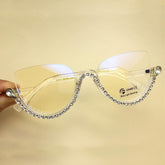 Jennifer Luxury Rhinestone Cat Eye Glasses Cat Eye Frames Southood clear clear