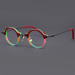 Jhon Retro Colorful Glasses Frame Round Frames Southood RedGreen
