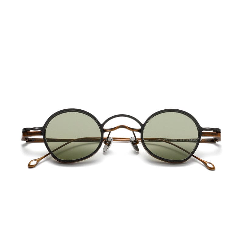 JJ Round Titanium Glasses Frame With Magnetic Sunglasses Clips Round Frames Southood Bronze