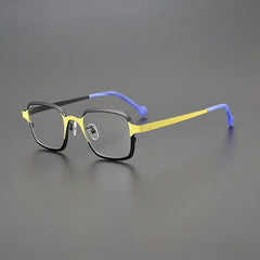 Joben Square Titanium Glasses Frame Rectangle Frames Southood Black Yellow