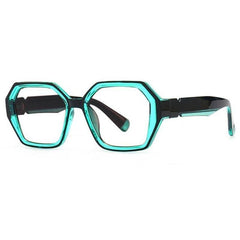 Jodie Retro Neon Polygon Glasses Frame Geometric Frames Southood C4 green clear