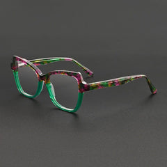 Juana Retro Cat Eye Glasses Frame Cat Eye Frames Southood Green Leopard