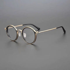 Jubilee Vintage Titanium Eyeglasses Frame Round Frames Southood GoldBlack 