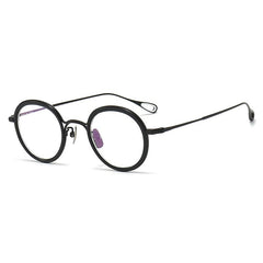Jude Retro Round Titanium Glasses Frame Round Frames Southood Black