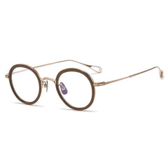 Jude Retro Round Titanium Glasses Frame Round Frames Southood Brown