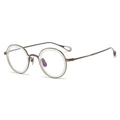 Jude Retro Round Titanium Glasses Frame Round Frames Southood Clear Bronze
