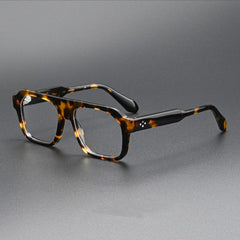 Judge Retro Acetate Glasses Frame Aviator Frames Southood Yellow Leopard