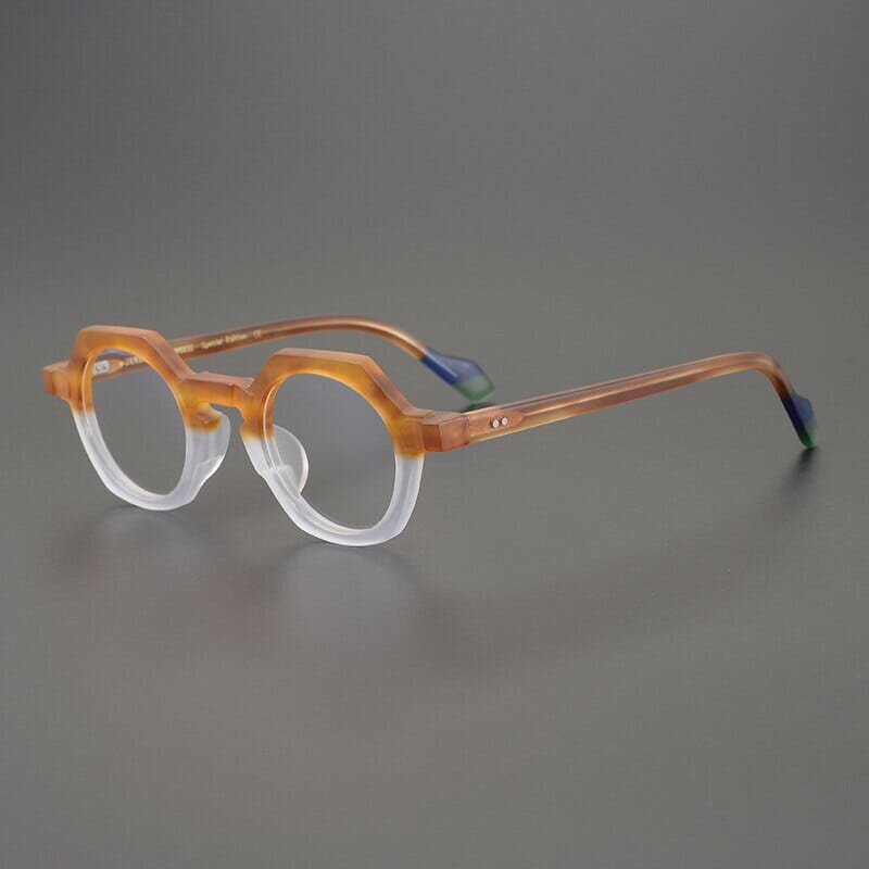 Kaberi Retro Round Acetate Eyeglasses Frame Round Frames Southood Matte YellowWhite