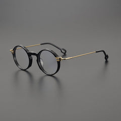 Kai Retro Round Acetate Glasses Frame Round Frames Southood Black Gold