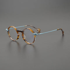 Kai Retro Round Acetate Glasses Frame Round Frames Southood Leopard Blue
