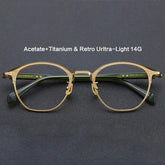 Kalan Retro Titanium Glasses Frame Cat Eye Frames Southood Gold Green