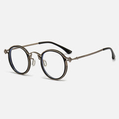 Kay Retro Round Optical Metal Glasses Frame Round Frames Southood Black Gun