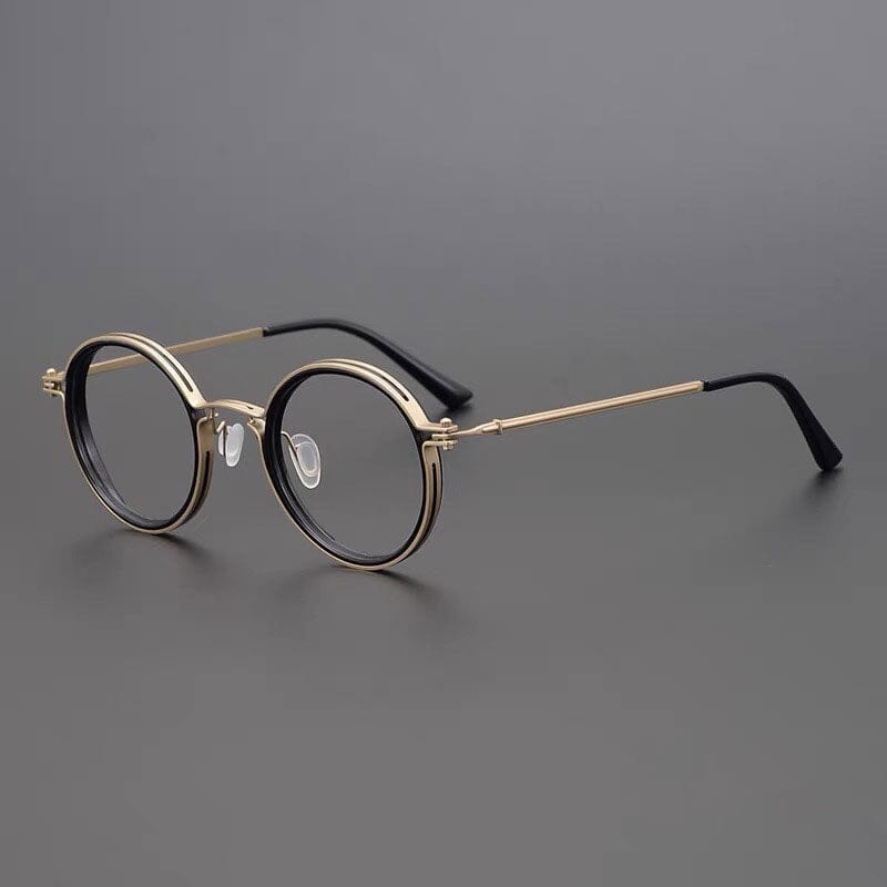 Kay Retro Round Optical Metal Glasses Frame Round Frames Southood Gold Black