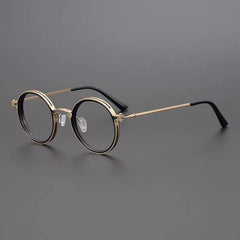Kay Retro Round Optical Metal Glasses Frame Round Frames Southood Gold Black