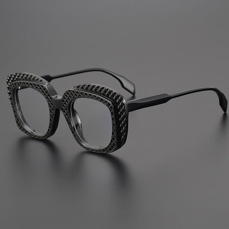 KC Vintage Acetate Glasses Frame Geometric Frames Southood Black