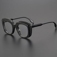 KC Vintage Acetate Glasses Frame Geometric Frames Southood Black