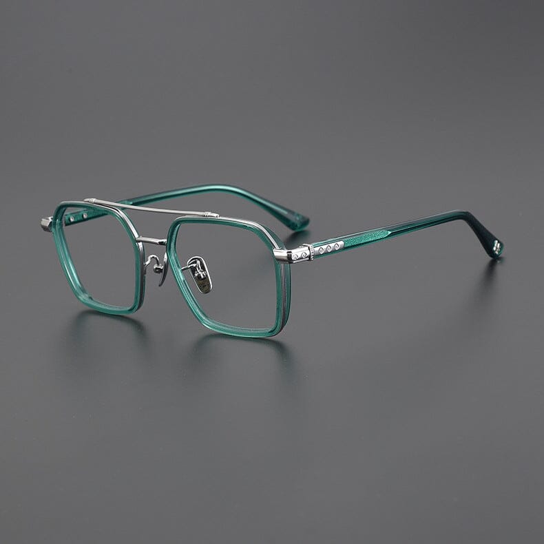 Keller Ultralight Vintage Double Bridge Titanium Glasses Frame Aviator Frames Southood Green 