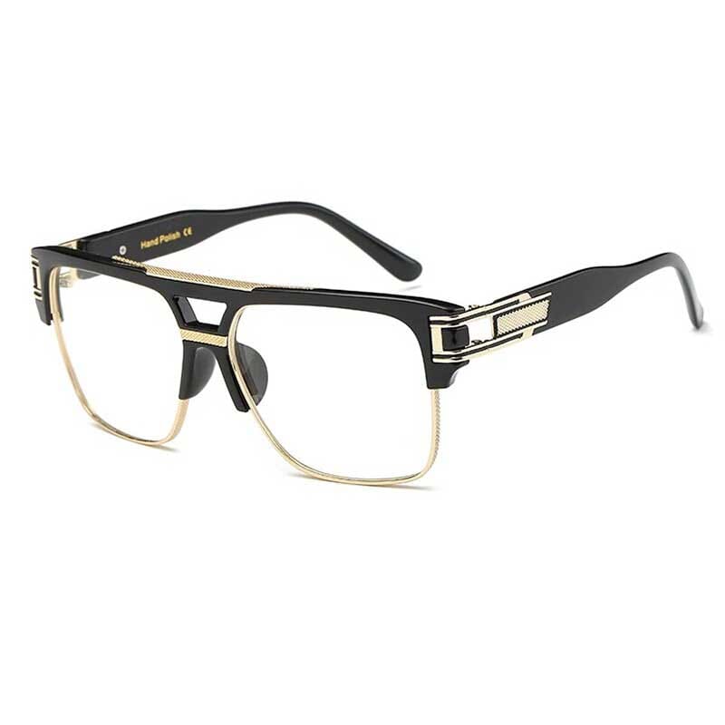Ken Oversized Luxury Squre Metal Eye Glasses Frame Rectangle Frames Southood Black