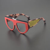 Klea Thick Acetate Glasses Frame Aviator Frames Southood Matte Red Black
