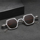 KM Geometric Titanium Glasses Frame With Magnetic Sunglasses Clips Geometric Frames Southood Gun Silver