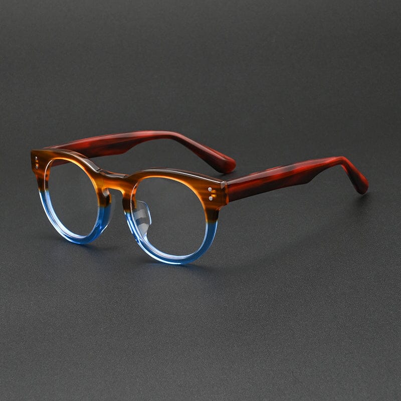 Kojo Vintage Acetate Glasses Frame Oval Frames Southood Leopard Blue