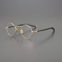 Kun Vintage Round Titanium Glasses Frame Round Frames Southood Black Gold