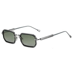 Kylian Rectangle Retro Alloy Sunglasses Sunglasses Southood Light Gun(Gradient Green)