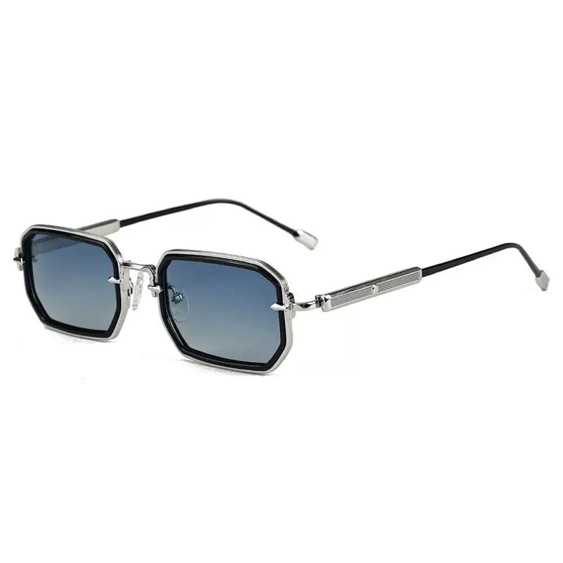 Kylian Rectangle Retro Alloy Sunglasses Sunglasses Southood Silver(Gradient Blue)