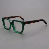 Lanzo Retro Acetate Glasses Frame Rectangle Frames Southood Green Leopard