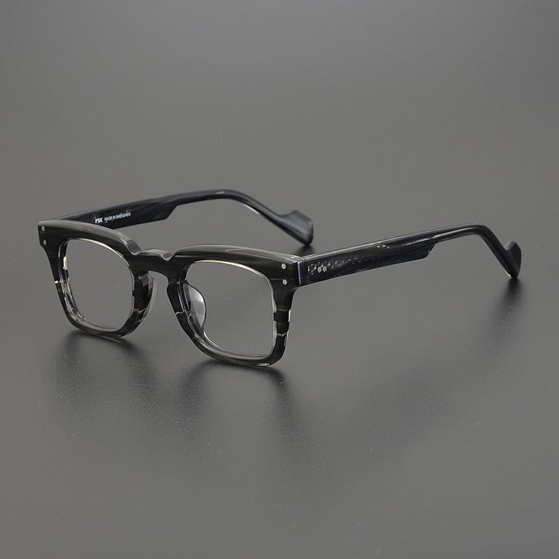 Lanzo Retro Acetate Glasses Frame Rectangle Frames Southood Stripe Grey