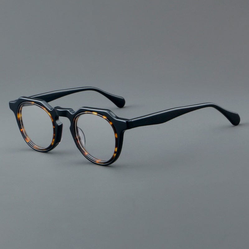 Laren Vintage Acetate Glasses Frame Round Frames Southood Black Leopard