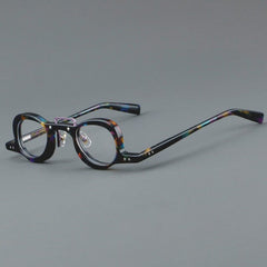 Lennon Personality Funny Small Acetate Glasses Frame Round Frames Southood Purple Leopard