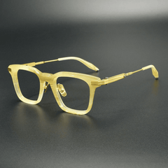 Lidia Vintage Acetate Titanium Glasses Frame Rectangle Frames Southood Gold