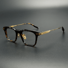 Lidia Vintage Acetate Titanium Glasses Frame Rectangle Frames Southood Leopard Bronze