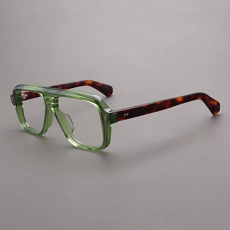 Louise Acetate Glasses Frame Aviator Frames Southood Green Leopard
