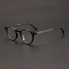 Luciano Acetate Titanium Glasses Frame Oval Frames Southood Black