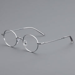 Luka Vintage Acetate Eyeglasses Frame Round Frames Southood White Silver