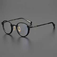 Luther Round Classic Titanium Glasses Frame Round Frames Southood Black