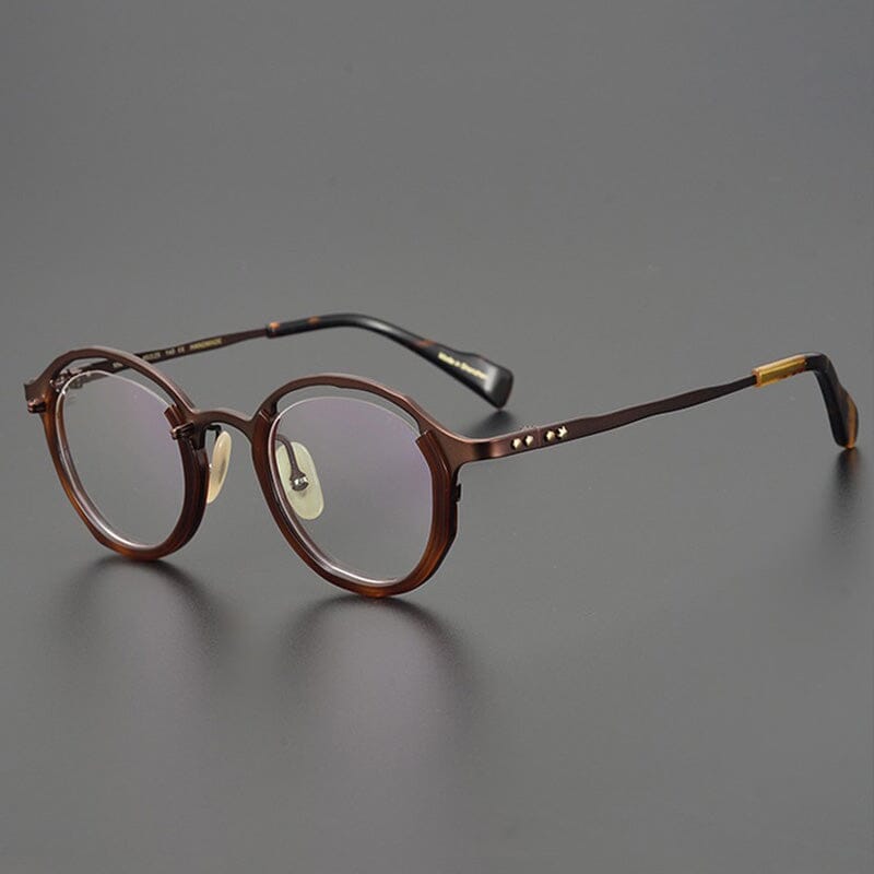 Luther Round Classic Titanium Glasses Frame Round Frames Southood Brown