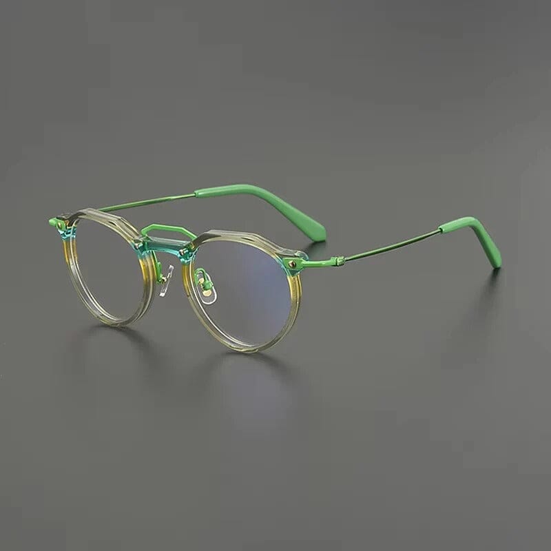 Luz Acetate Titanium Glasses Frame Round Frames Southood Green