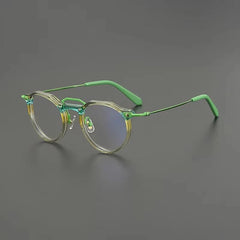 Luz Acetate Titanium Glasses Frame Round Frames Southood Green